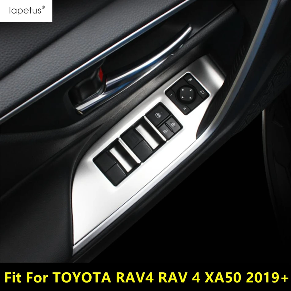 

Car Inner Door Armrest Window Glass Lift Button Cover Trim For TOYOTA RAV4 RAV 4 XA50 2019 - 2024 Matte Carbon Fiber Accessories