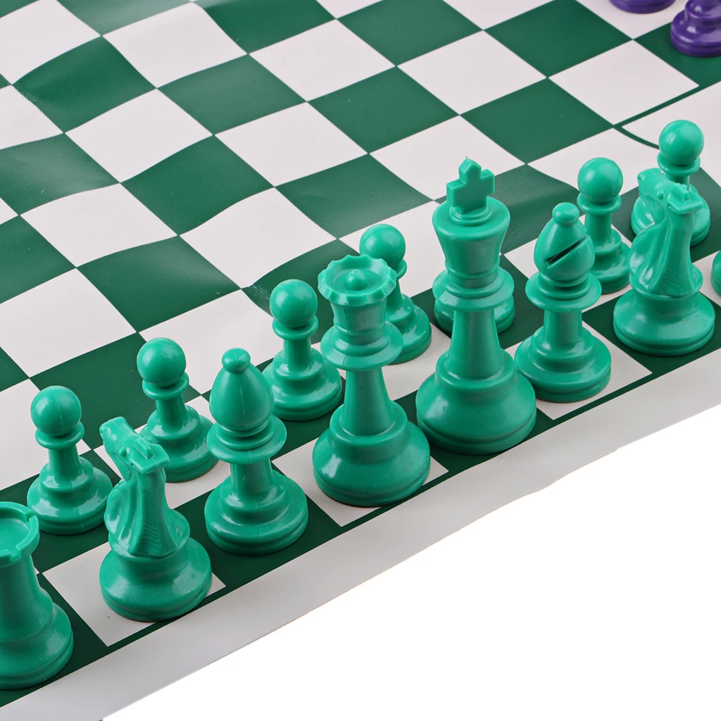 International Chess Four Player Travel Chess Set Lightweight Chess Board Game for Picnic Company Family