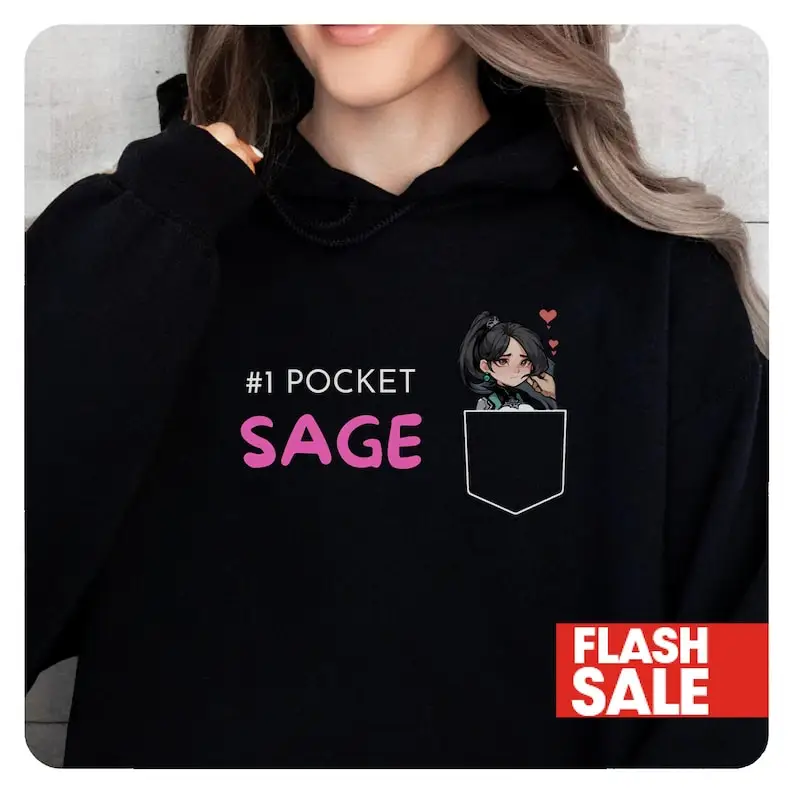 Valorant hoodies Sage Gaming Hooded Sweatshirt Val Pocket Sage Gamer Gift Unisex Hooded Sweatshirt Gamer