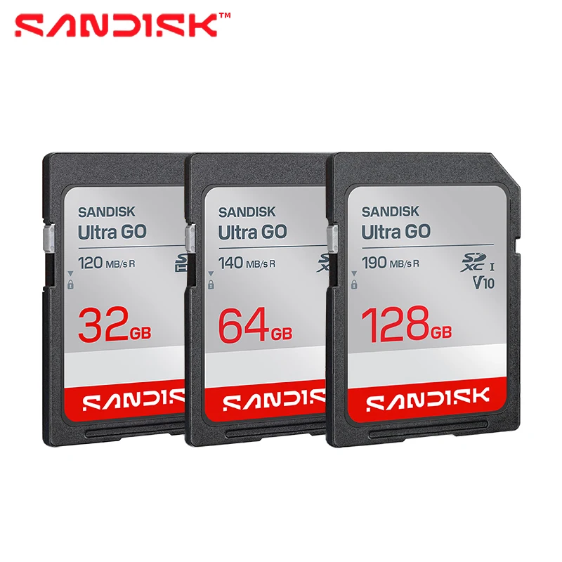 Sandisk 128GB SD Card UHS-I Ultra GO Memory Card Up to 190MB/s Read Full HD Video SDHC SDXC for Digital Camera Camcorder Laptop