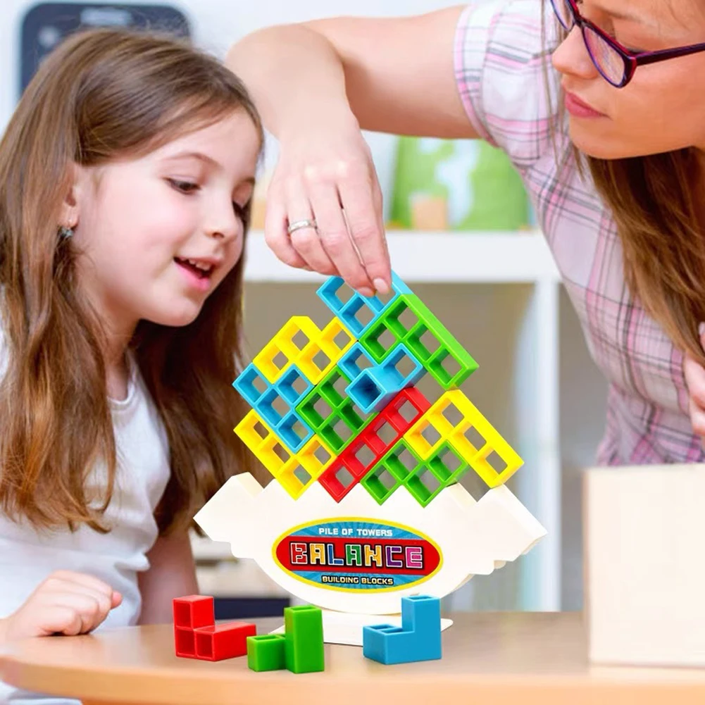 Juego de bloques de apilamiento de Torre Tetra, bloques de construcción de pila, ensamblaje de tablero de rompecabezas de equilibrio, juguetes educativos para niños y adultos