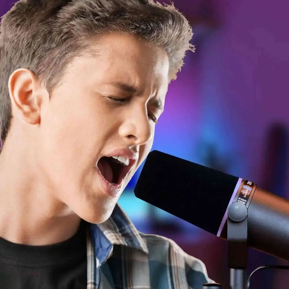 مرشح غطاء ميكروفون SM7 لـ Shure SM7B، زجاج أمامي من الإسفنج عالي الكثافة SM7dB مع حلقة ياقة متوهجة باللون البنفسجي، للبودكاست #6