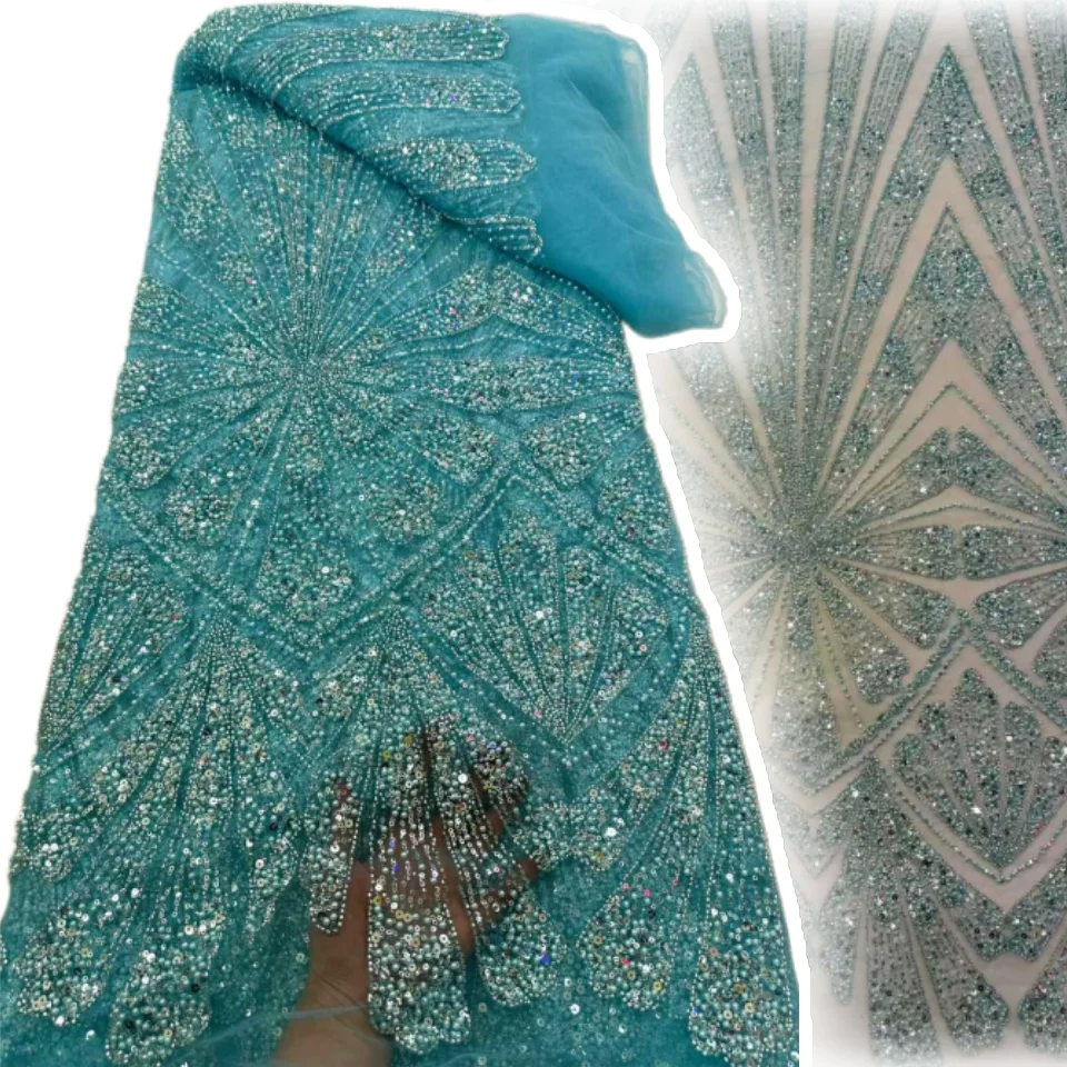 

Женские вечерние и свадебные платья, африканские свадебные наряды для жениха, ткань с бисером и кружевом, высококачественные французские и нигерийские кружевные ткани с пайетками и тюлем 2026, 2418