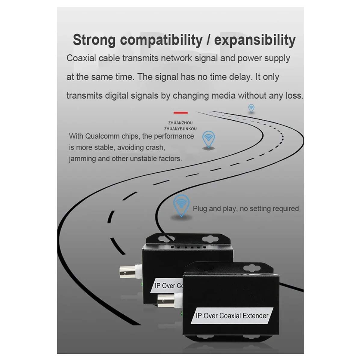 Transferencia de red IP a extensor Coaxial AB53 de transmisión de Cable de red a línea coaxial convertidor Ethernet de 500M para CCTV