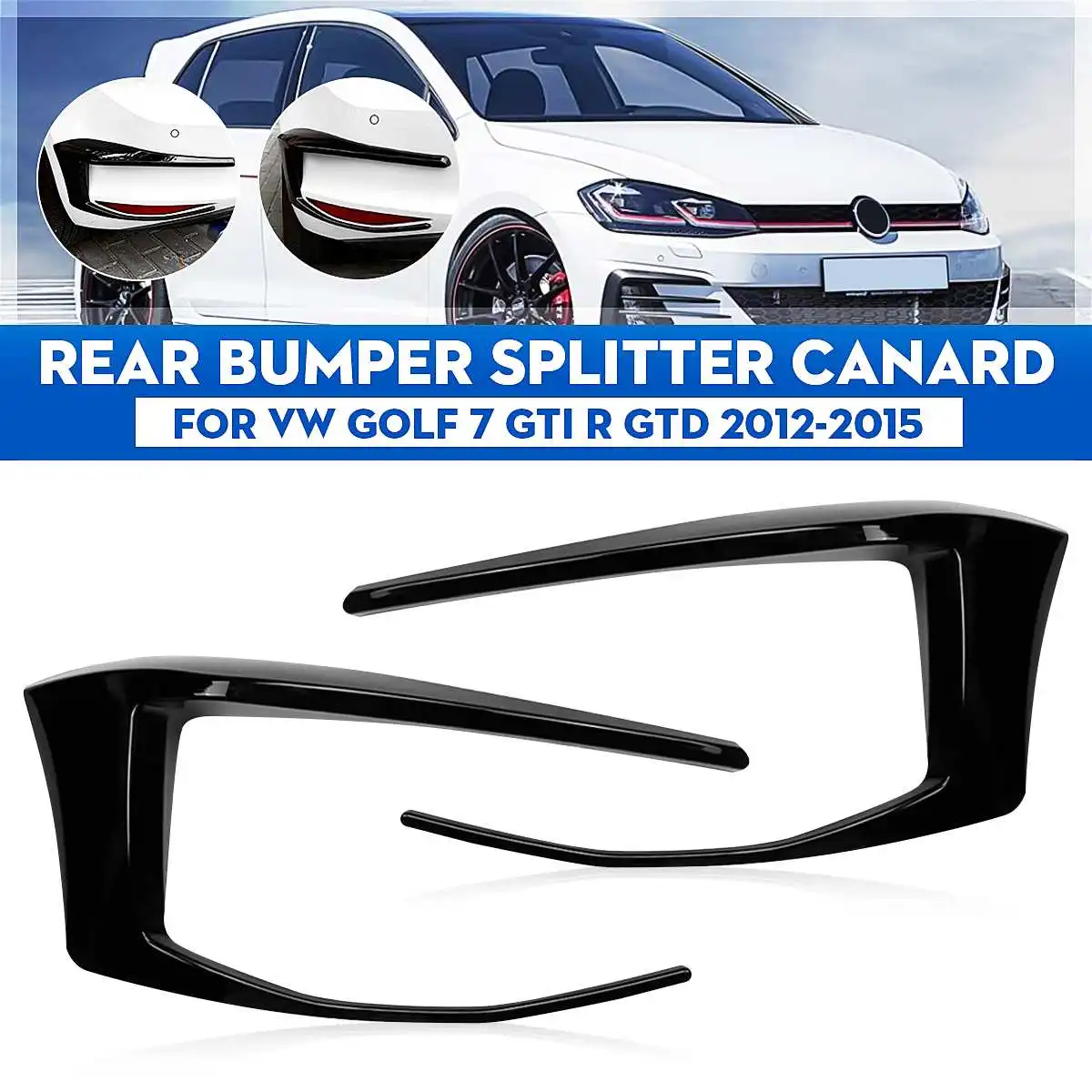 2x Car Rear Bumper Splitter Lip Canard Difuser Spoiler Lip For VW For Golf 7 GTI R GTD 2012-2015 Rear Bumper Modification Decor