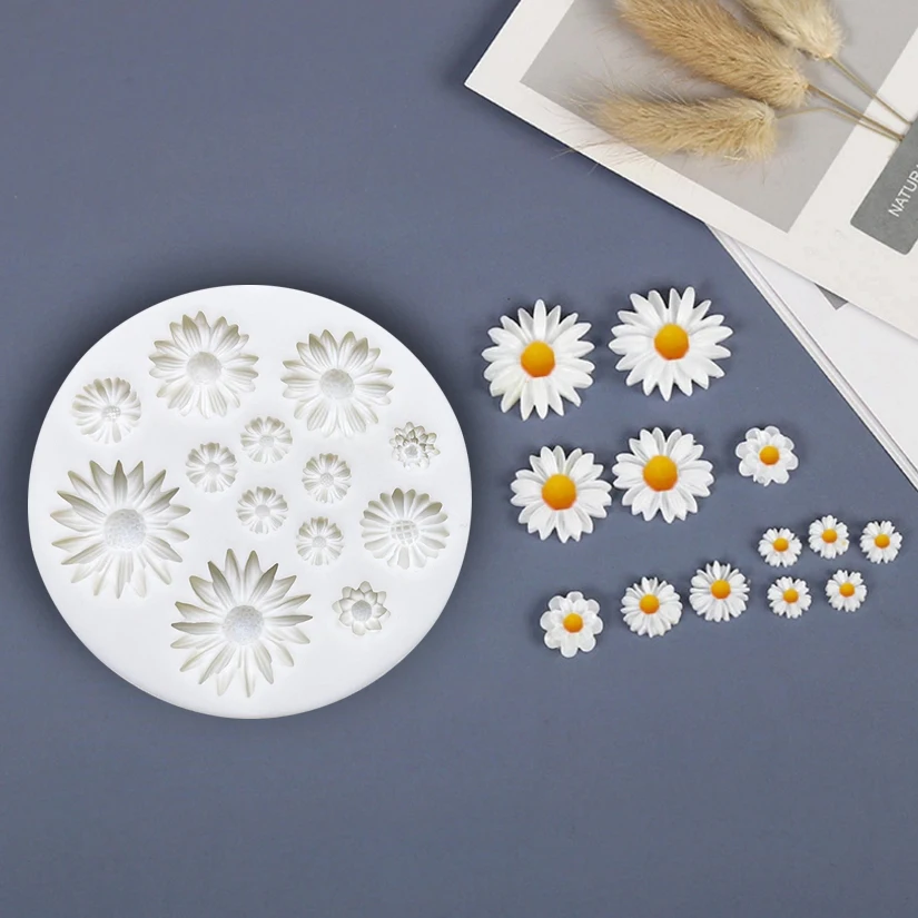 Daisy Wild Chrysanthemum Flower Silicone Sugarcraft Mold Fondant Cake Decorating Tools Candy Clay Cupcake Chocolate Baking Mold