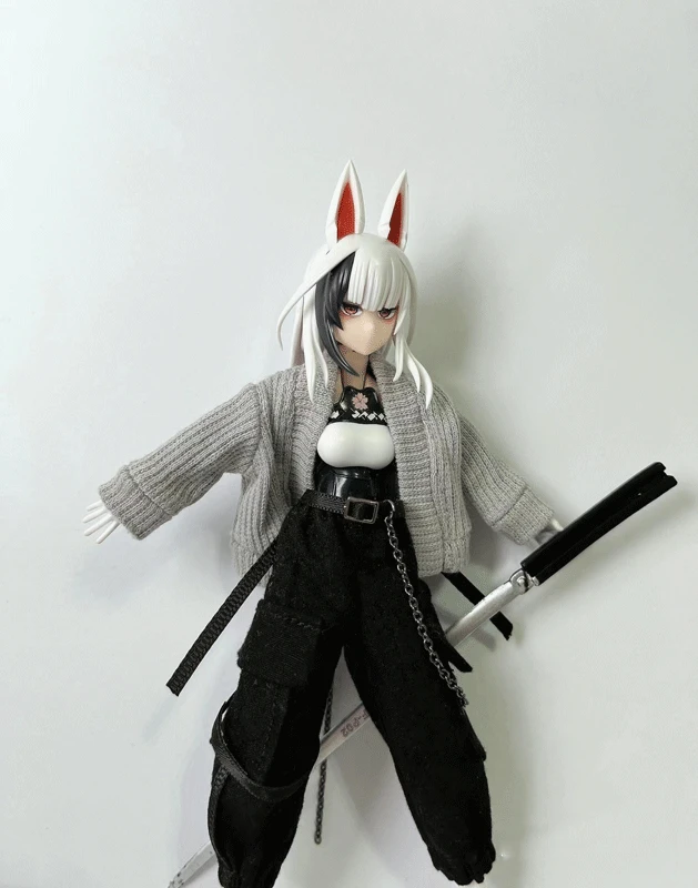 

Custom 1/12 Sodier Clothes Panst Overalls&Sweater for 6'' figma shf tbl azone12