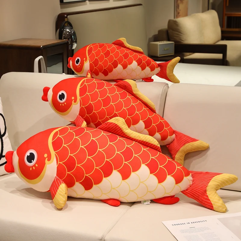 60-100 Cm Kawaii Cartoon Simulatie Anime Koi Vis Knuffel Knuffel Kinderen Vis Kussen Handgemaakte Rustgevende pop Gift