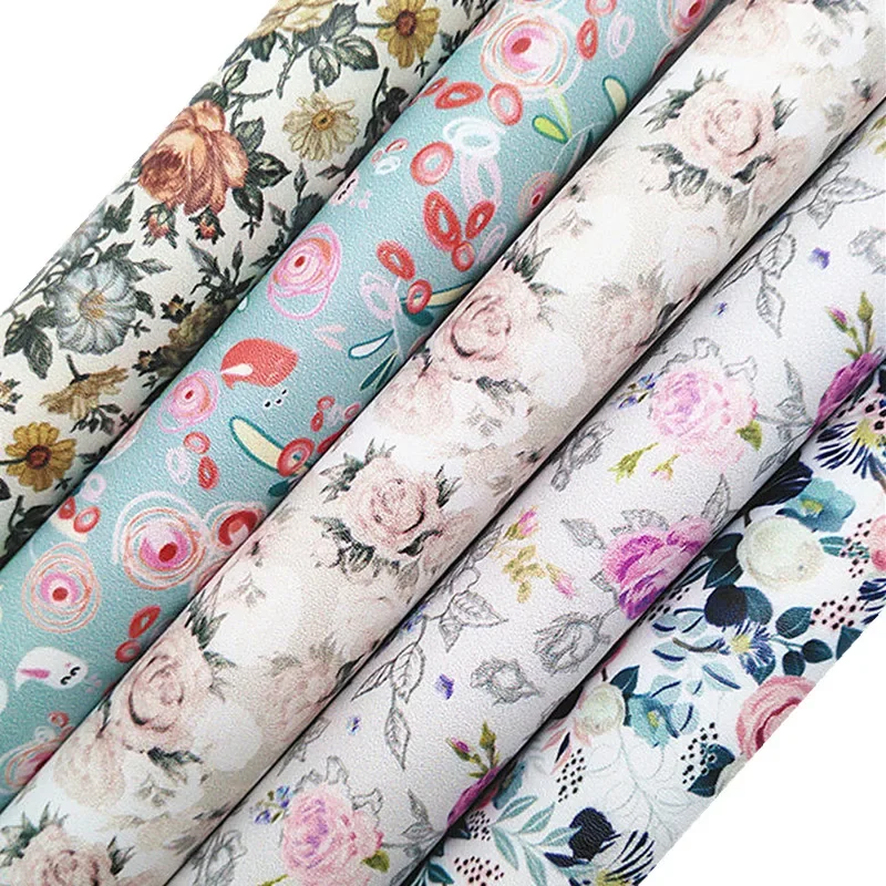 Мягкая виниловая ткань из искусственной кожи с принтом роз и фетровой подкладкой, 21x29 см