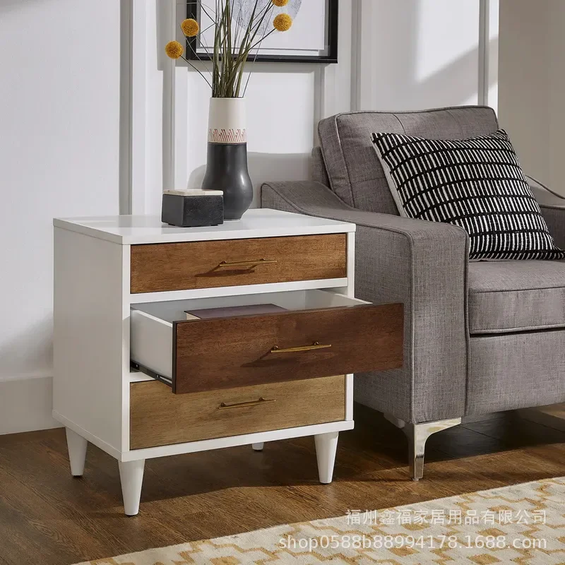 for New Custom White and Log Color Three Drawer Bedside Table