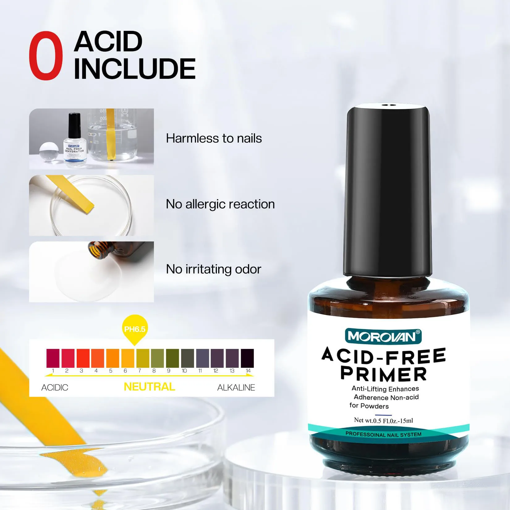 Morovan Professional Natural Nail Prep Dehydrator And Acid-Free Primer Manicure Set, Manicure Supplies Essential, Holiday Gift