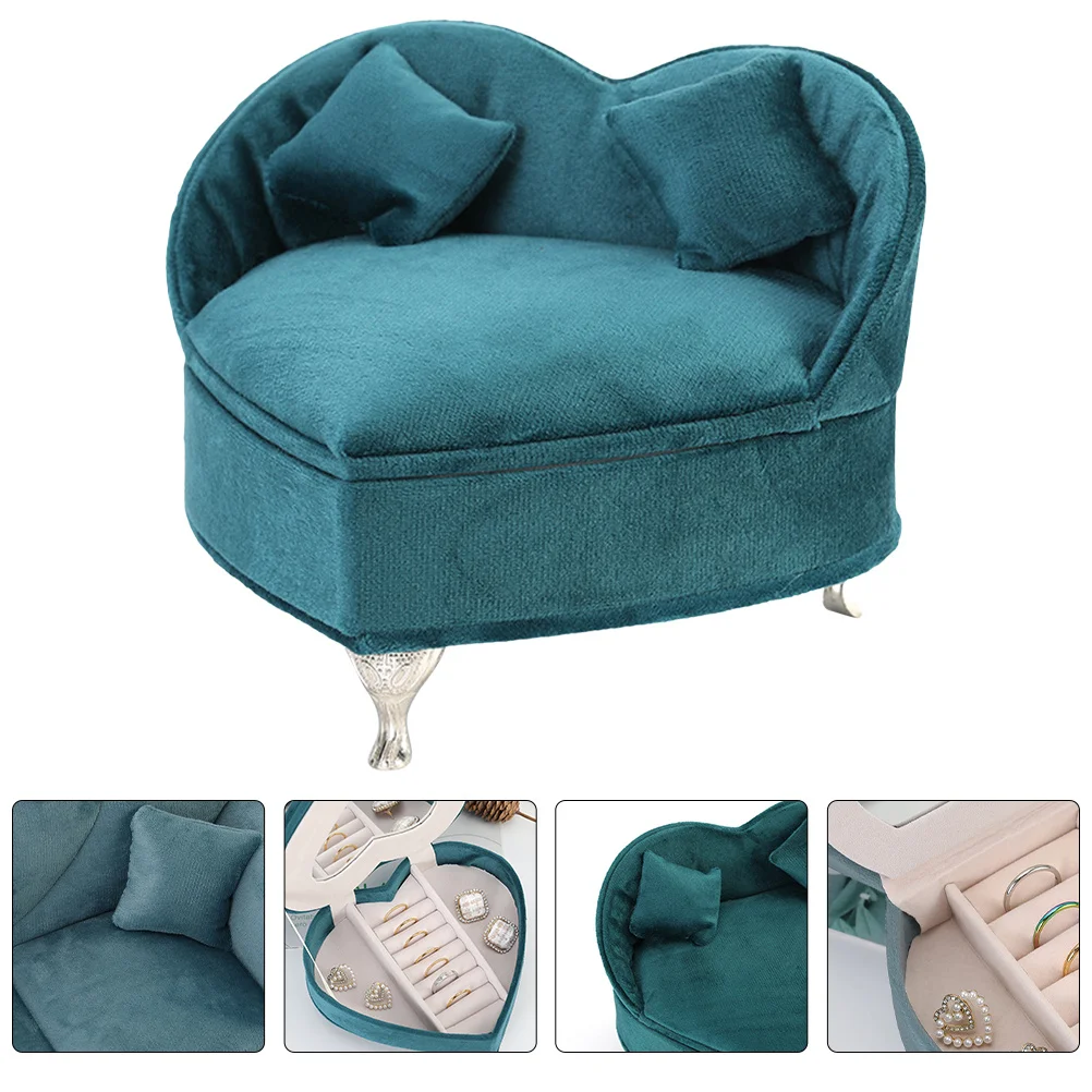 

Heart Sofa Jewelry Box Lightweight Earring Pendant Brooch Hairpin Storage Organizer Travel Case for Women Girls Gift Idea