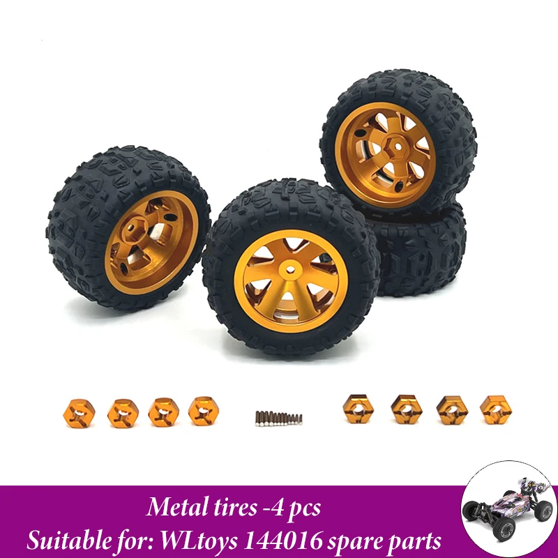 Peças sobressalentes de carro de controle remoto WLtoys 144016 atualizadas de metal, copo de direção, rolamento, conjunto de direção, braço oscilante, haste de tração
