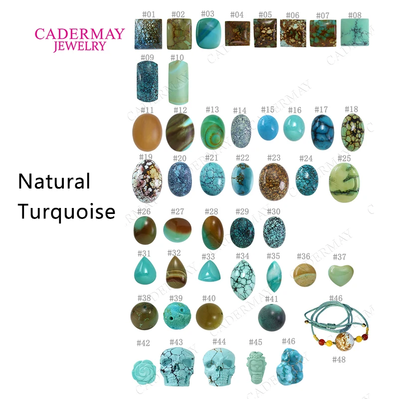 GTC Certificate Natural Turquoise Loose Stones Fancy Pear Round Oval Square Rectangle Cabochon Turquoise Gemstones For Jewelry