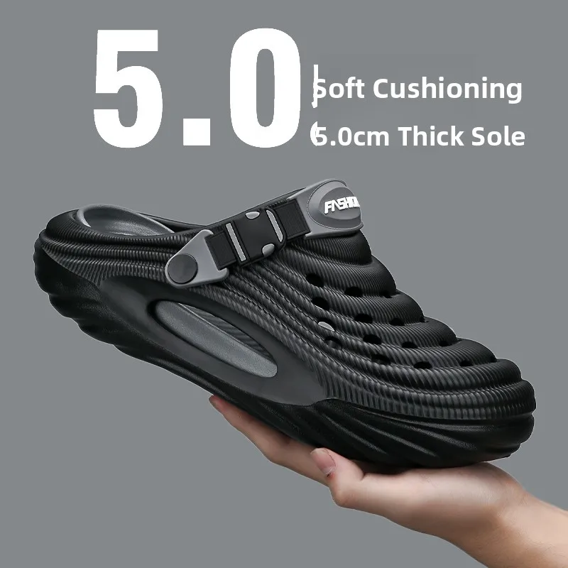 

Men's Summer Outdoor Anti-Slip Driving Clog Shoes Beach Sandals Open-Toe Slip-On Flat Heel EVA Comfortable Casual Slippers
