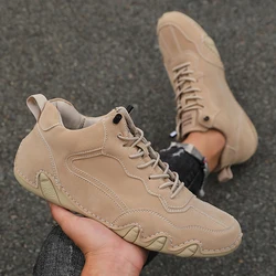 Men's sports shoes 2025 new flat running Boots brand high-quality anti slip hiking shoes men's rubber soled outdoor hiking shoes