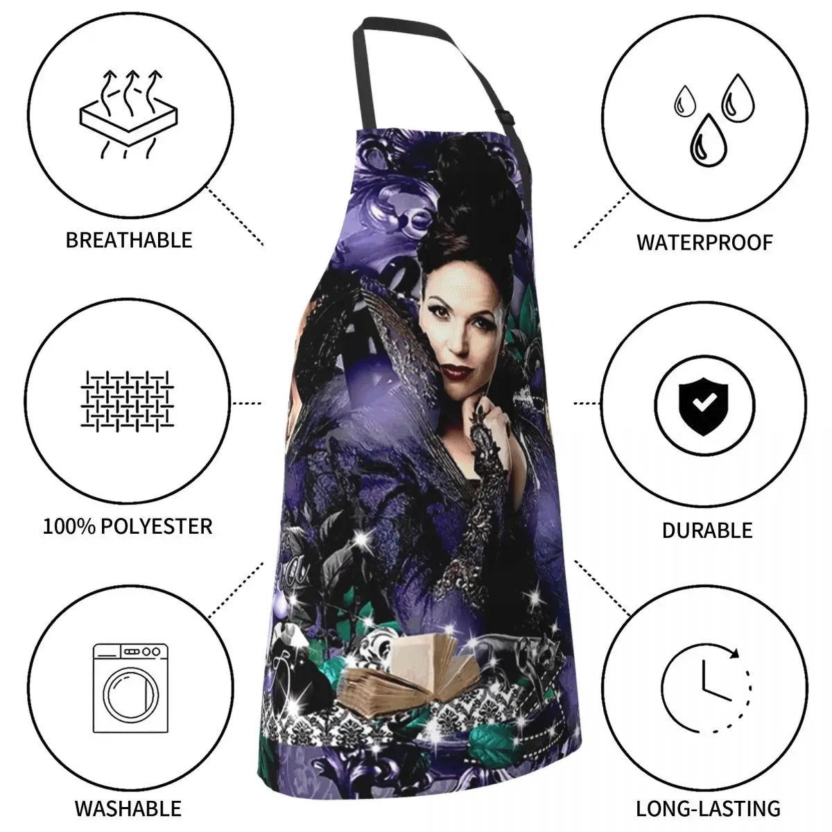 ريجينا ميلز ذات مرة مريلة الشيف الطبخ المطبخ Tablier أكمام مريلة تنظيف المطبخ بينافور النساء الرجال البستنة #5