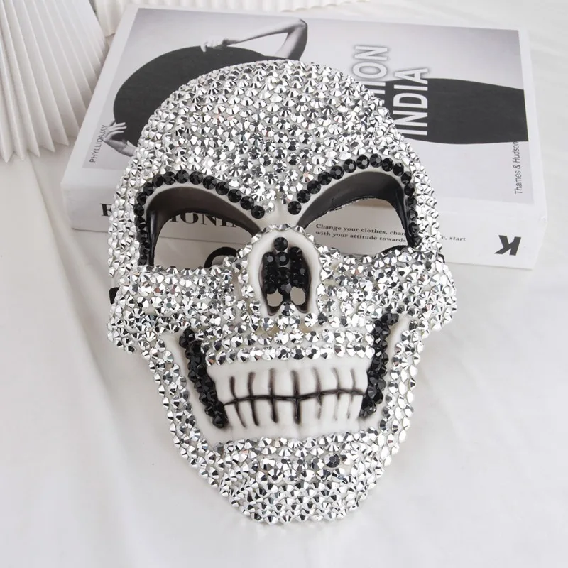 New Diamond Studded Mask Halloween Decoration Ball Party Fashion Mask Plastic Skull Mask