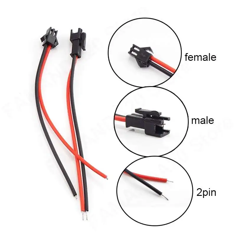 Male Female Plug 2 Pin SM PVC Connector Cable Wire DIY Electrical Installation For Led Strip m20