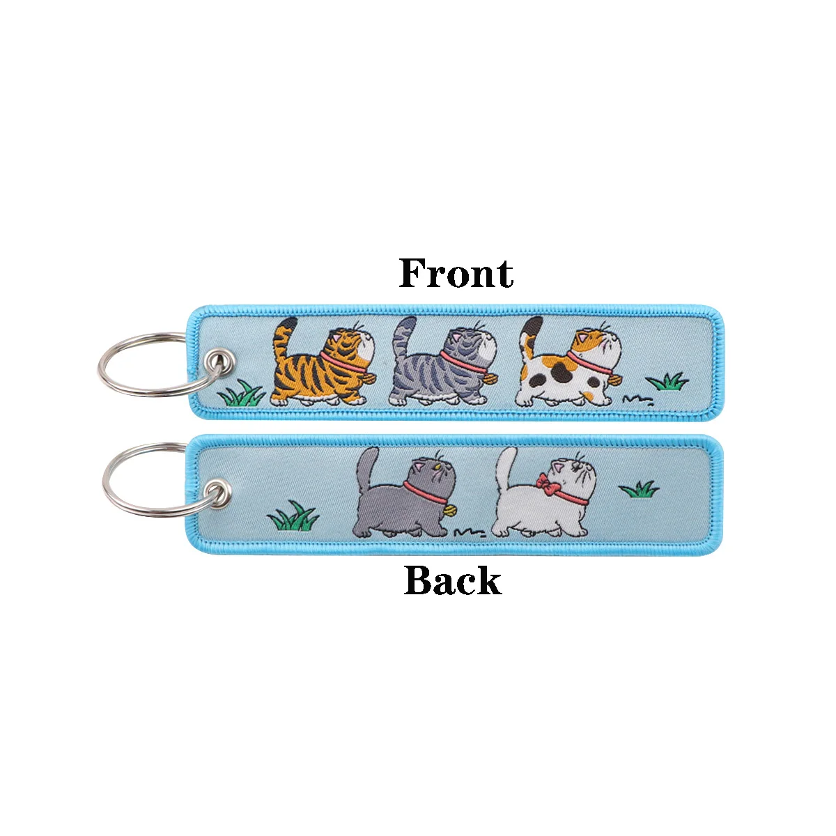 Arrogant Cats Embroidery Key Fob Blue Keyring For Motorcycles Cars Backpack Keychain Accessories  Fashion Gifts for Friends