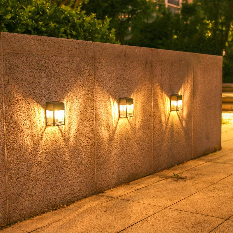 

Solar Fence Lights Outdoor Waterproof Solar Deck Lamp Square Tungsten Wall Light Garden Lighting for Yard Porch Patio Drive Path