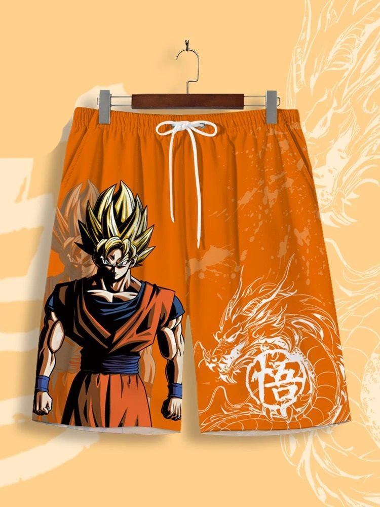 

Шорты Seven Dragon Ball Monkey King, повседневные брюки, мужские свободные брюки длиной до колена, пляжные брюки с мультяшным принтом, пижамные брюки