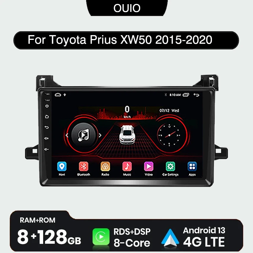 

8GB+128GB 4G Android 13 Radio For Toyota Prius XW50 2015-2020 Car stereo Multimedia Player Carplay Auto GPS 2DIN DSP NO DVD