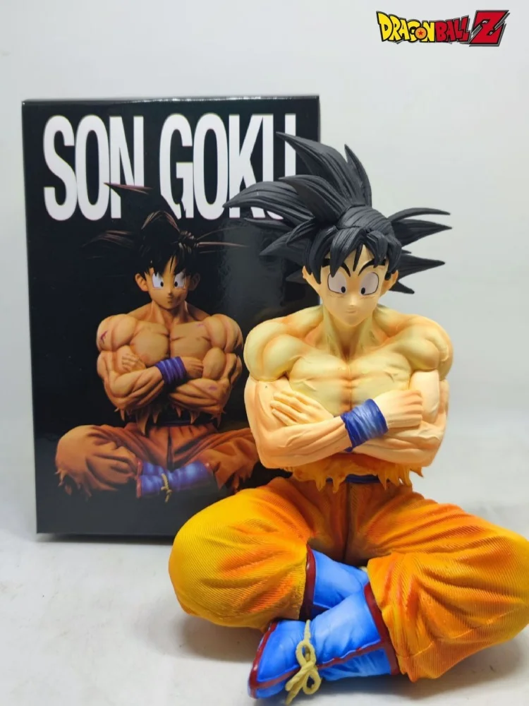 17cm Anime Figure Dragon Ball Dream Gk Sitting Position Son Goku Super Saiyan Pvc Series Decoration Model Statuechristmas Gifts