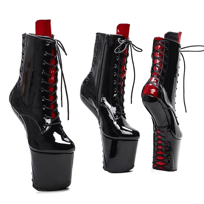 Auman Ale New Heelles Lace Up Ankle Boots Sexy Exotic Pole Dance Stripper young trend fashion color matching shoes 006