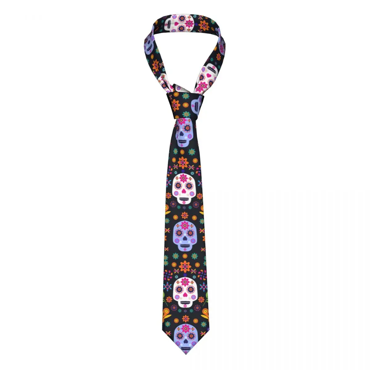 

Tie For Men Formal Skinny Neckties Classic Men's Sugar Skulls And Colorful Flowers Wedding Tie Gentleman Narrow