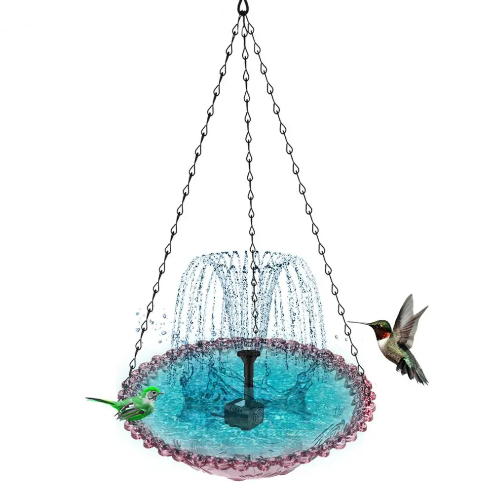 

Solar Cascade Fountain Birdbath Solar Powered Fountain Bird Bath Hanging Glass Bowl Birdbath Attracts Wild Birds Hummingbirds fo