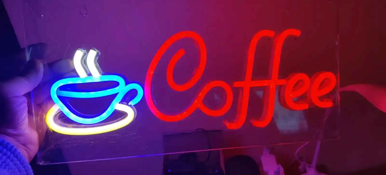 Coffee Neon Sign Restaurant Shop Wall Window Room Decoration USB Powered Neon Sign for Coffee Bar LED Night Light 16.5*8.6 Inch