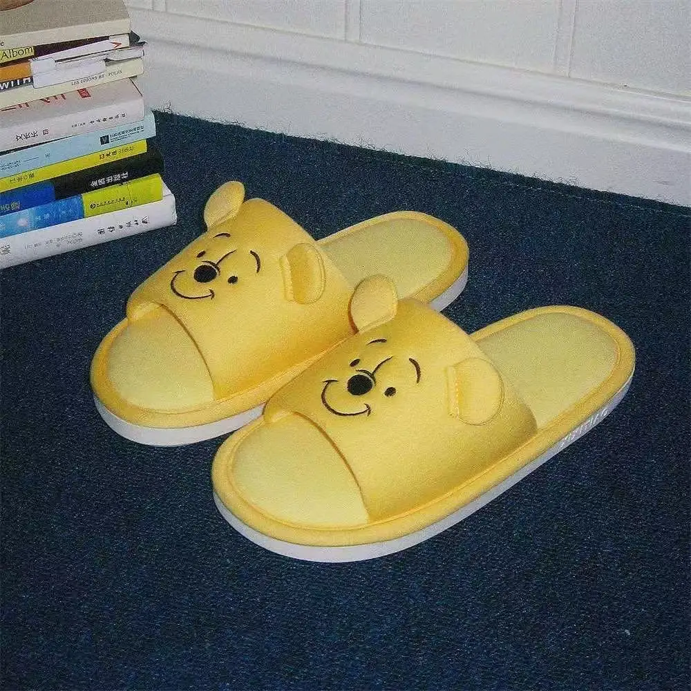 

real pictures 2025 new autumn winter Cute Winnie the Pooh Girl Style Home Slipper plus yellow Women's Plush man cutton Slippers