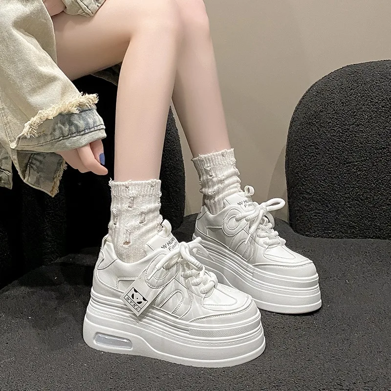 8CM High Platform Sneakers Spring Women Casual Sport Shoes New Autumn Vulcanized Skateboard White Shoes Woman Chaussures Femme