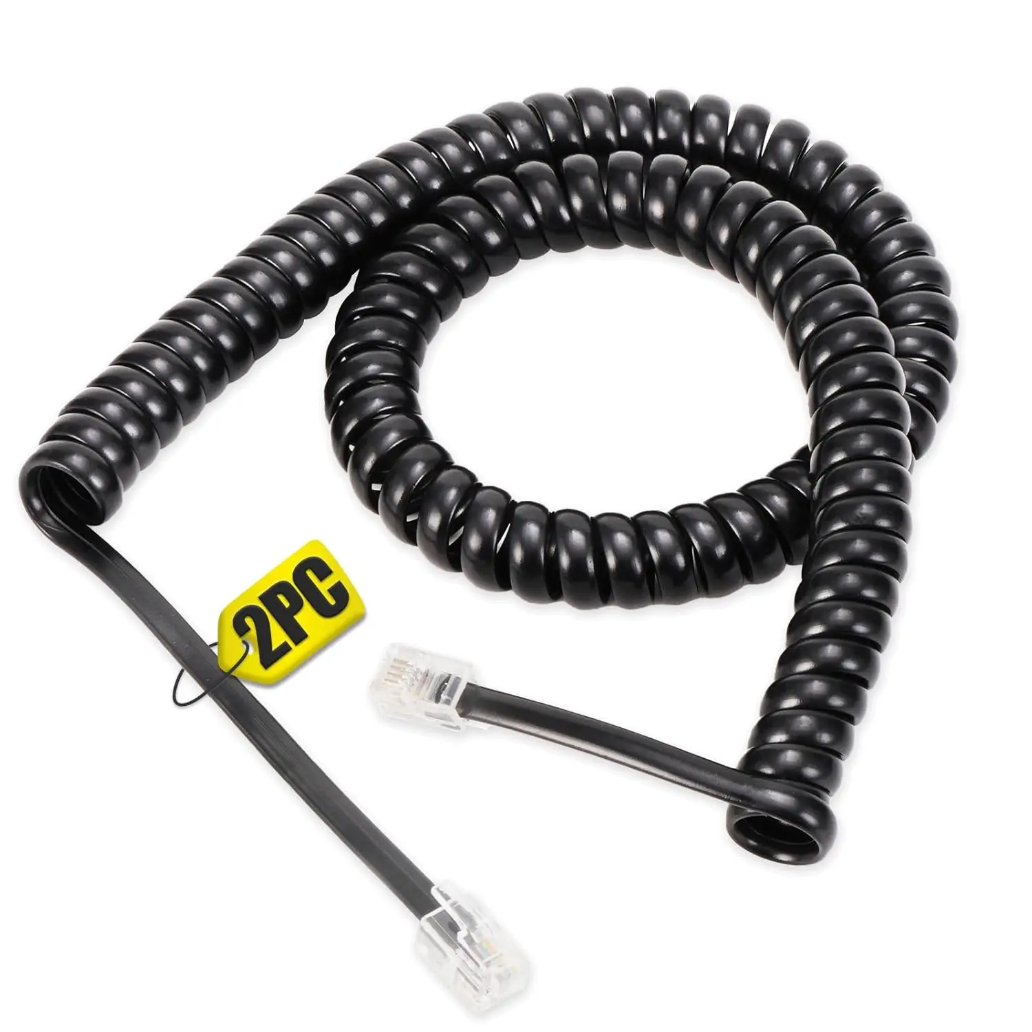 1.4 FT Coiled Black Telephone Handset Cord, Stretches to 8FT, Compatible with Most RJ9 4P4C Landline Phones