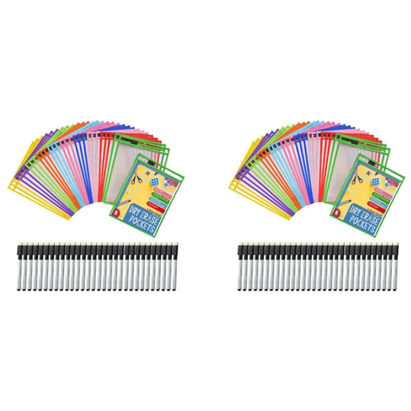 

60Dry Erase Pockets Pockets Perfect Classroom Organization Reusable Dry Erase Pockets Teaching Supplies