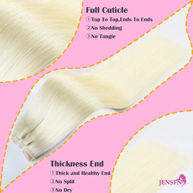 Straight Human Hair Weaves Brazilian Remy Human Hair Bundles Sew In Weft Extensions Straight Blonde 50g 14