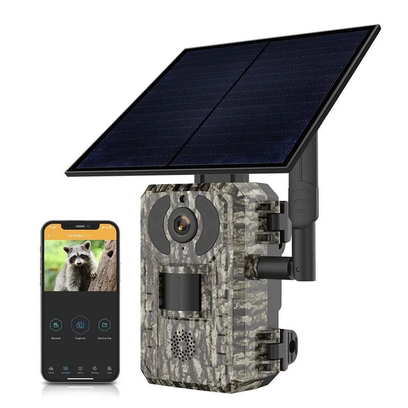 4G 4MP Outdoor Wildlife Hunting Trail Game Camera with WiFi APP Solar Panel Powered Waterproof IP66 for Security