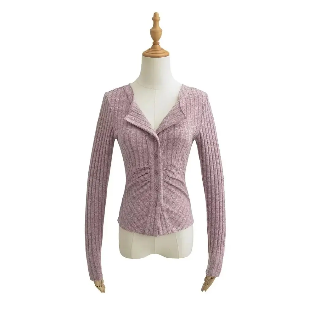 

Женский облегающий вязаный кардиган, элегантная однобортная однотонная футболка с длинными рукавами для ранней осени, верхняя одежда