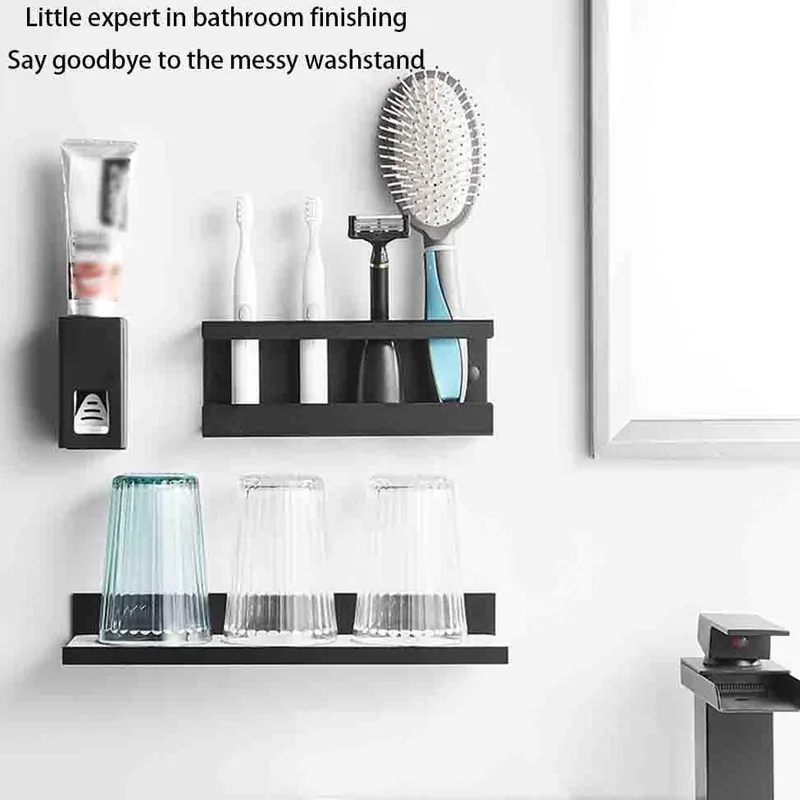 Floating Shelves Toothbrush Holder Punch-free Toothbrush Holder Wall-mounted Holder Storage Rack Electric Toothbrush Holder