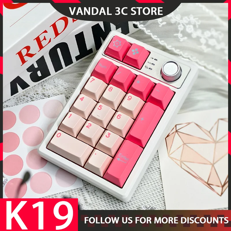 

Keycool K19 Mechanical Keypad Bluetooth Number Keypad Customize Pbt Knob Portable Mini Keyboard For Business Trip Gifts