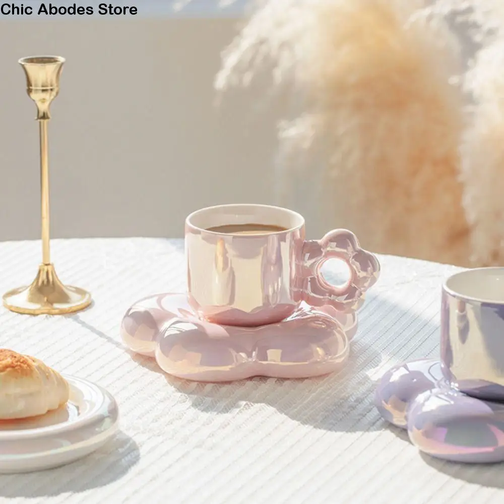 

Drinkware Ceramic Coffee Cup Dish Cute Heat-resistant Flower Mug Exquisite Thicked Tea Drinking Cup Water