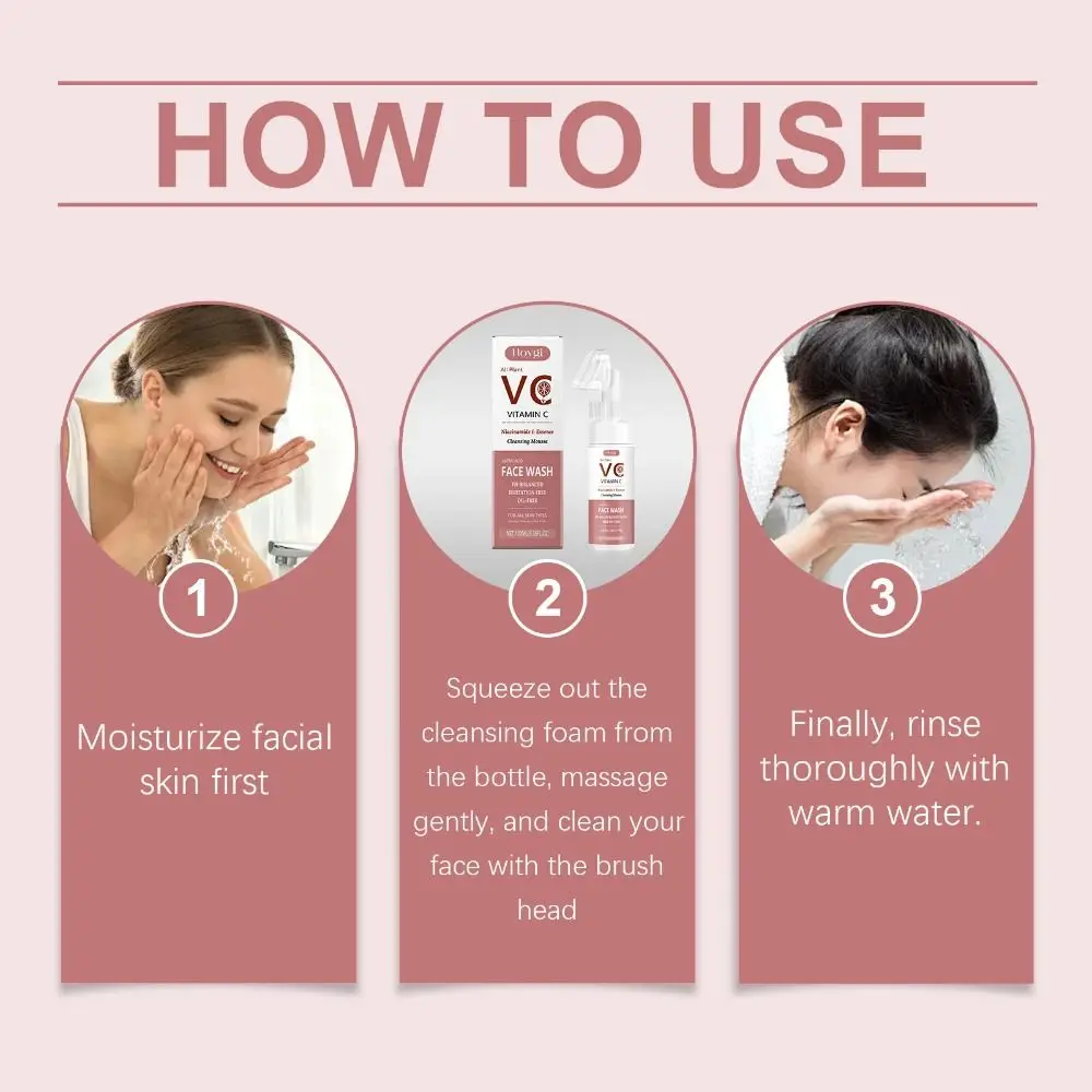 Nieuwe natuurlijke gezichtsschuimwas Verhelderende zachte en niet-irriterende gezichtswas Hydraterende vitamine C Face Wash Cleanser voor gezichtsverzorging