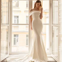 Sweetheart Sexy Off Shoulder Women Wedding Dresses Mermaid Skirt Hem Bridal Robes Simple Satin Surface Vestiedos De Novias 2024
