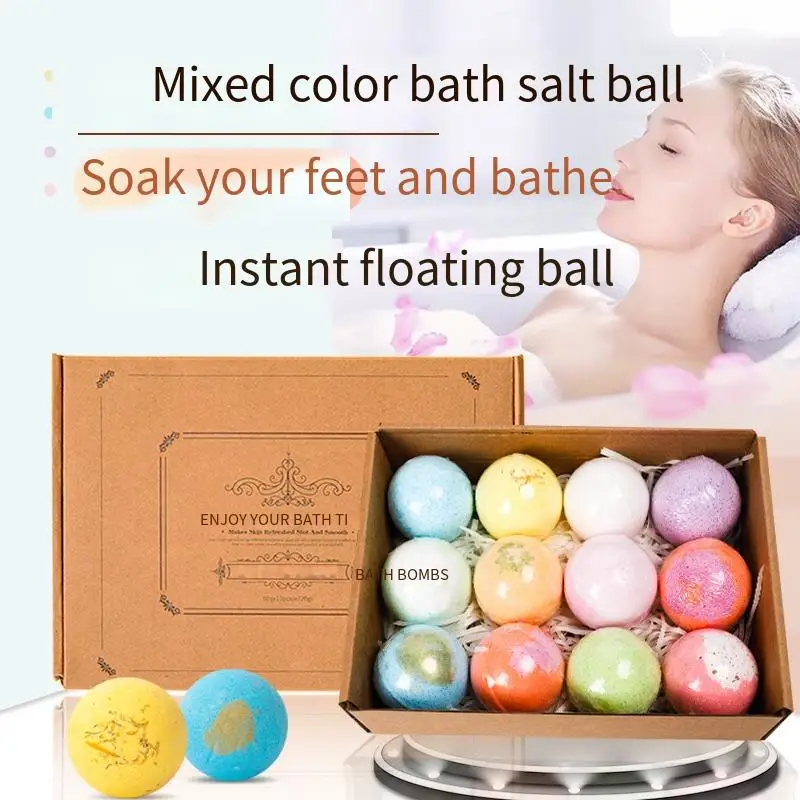 Rose essential oil dried flower bath salt ball 60g seaweed vanilla travel explosion bath ball set