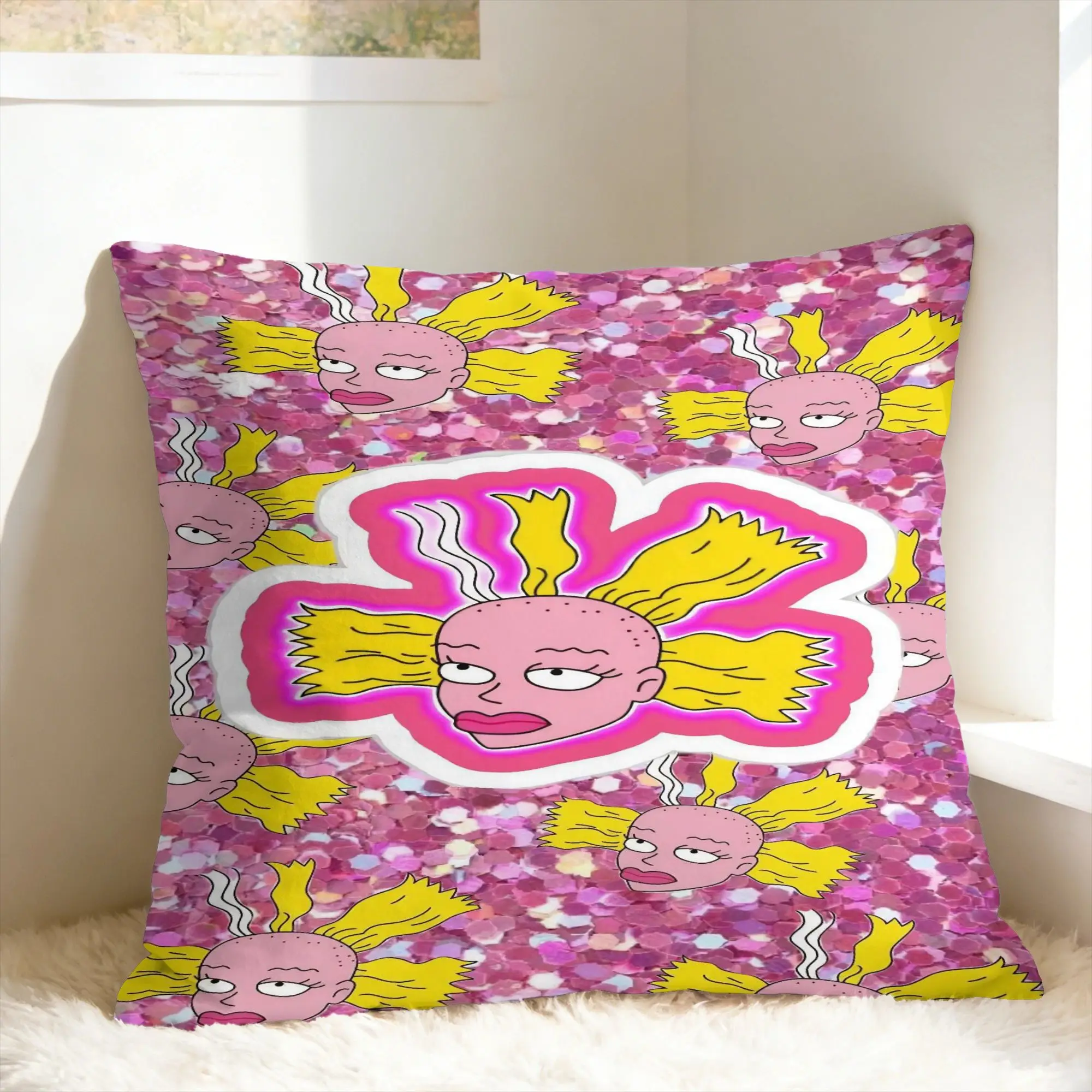 R-Rugrats Colorful Flower Pattern Pillow Case  Print Pillow Cover Vintage Pillowcases For Living Room Sofa