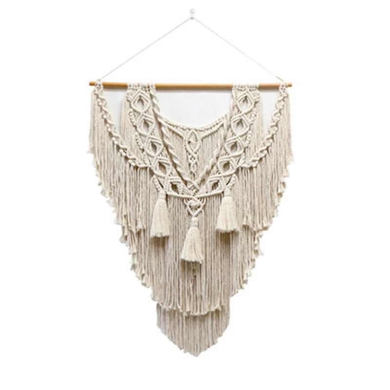 

BEAU-Macrame Wall Hanging Boho Decorative Macrame Tapestry Woven Cotton Wall Decoration Handmade For Home Apartment Dorm