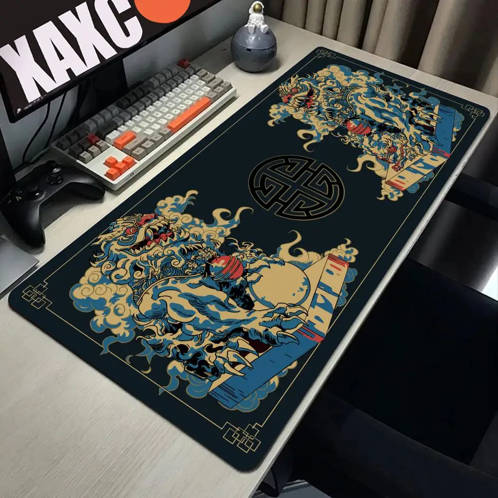 

Large Desk Mat Jadeite Mouse Pad Gaming Accessories Stone Lion Mousepad Gamer 900x400 Mechanical Keyboard Mouse Mat Office Pads