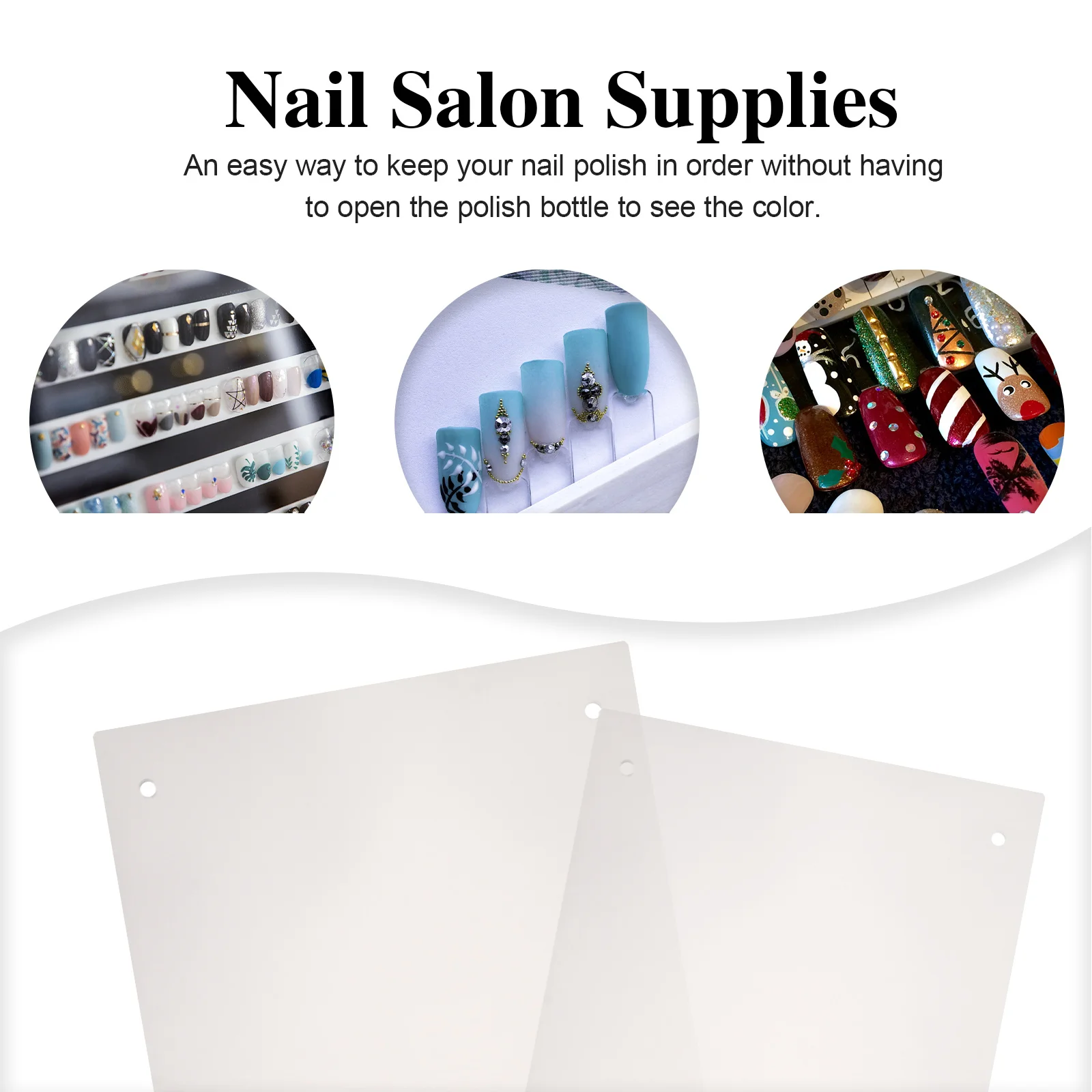 2 Pcs Nail Tip Display Board Art Studio Decor Fake Nails Tips False Sample Salon