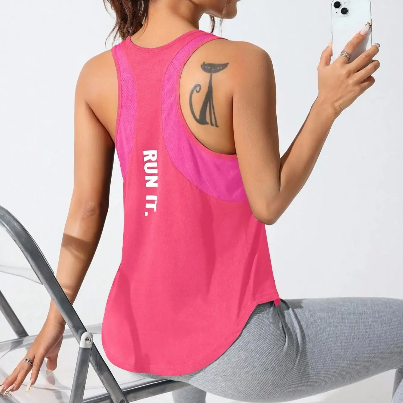 AliExpress LOVELYXIAYING Women's stitched letters quick-drying sports vest, breathable net yoga sportswear, tennis uniform cycling suit, daily wear